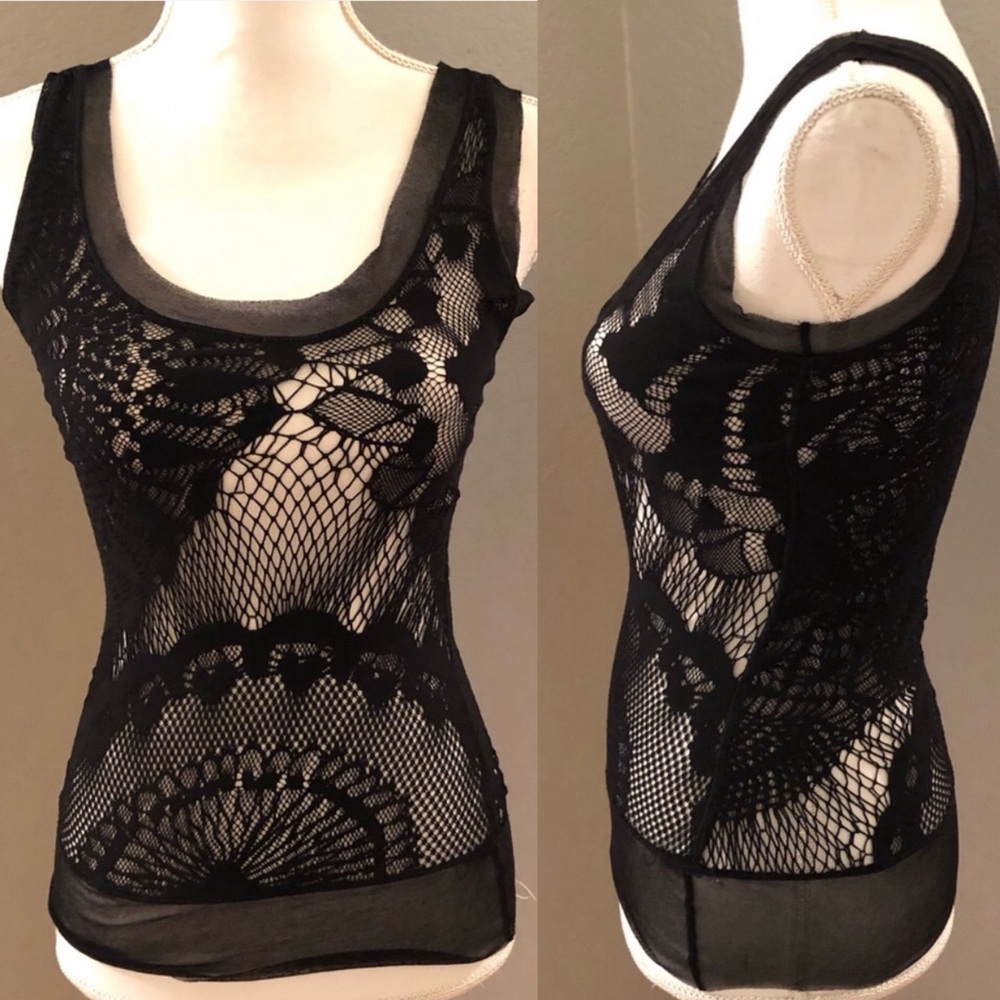 Jean Paul Gaultier Mesh Lazer Cut Sheer Tank Top